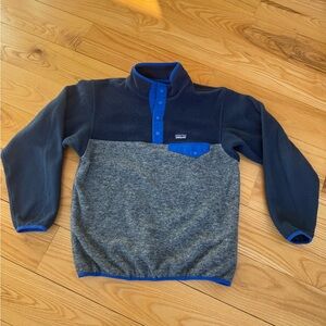 Patagonia Kids’ Synchilla Navy and Heather Gray Fleece Pullover